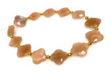 Natural Peach Moonstone Beads - Flower Shape , Gemstone Beads, Jewelry Supplies for Jewelry Making, Wholesale Beads, Bulk Beads , 8" Strand