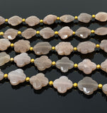 Natural Chocolate Moonstone Beads - Flower Shape, Gemstone Beads, Jewelry Supplies for Jewelry Making, Wholesale Beads, 8" Strand