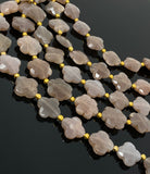 Natural Chocolate Moonstone Beads - Flower Shape, Gemstone Beads, Jewelry Supplies for Jewelry Making, Wholesale Beads, 8" Strand