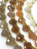 Moonstone Beads - Flower Shape, Gemstone Beads, Jewelry Supplies for Jewelry Making, Wholesale Beads, Bulk Beads, 8”Str/ 15 Pcs