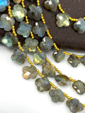 Labradorite Beads - Flower Shape, Gemstone Beads, Wholesale Bulk Beads, Jewelry Supplies for Jewelry Making, 8” Strand