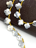 Dendrite Beads - Flower Shape, Gemstone Beads, Jewelry Supplies forJewelry Making, Bulk Beads, 8" Strand