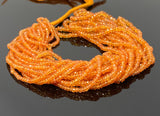 16.5” Natural Orange Songea Sapphire Gemstone Beads - Micro Faceted AAA+ Quality, Gemstone Beads, 2.5mm - 3.5mm