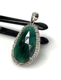 Emerald Diamond Pendant, May Birthstone Heart Chakra Healing Jewelry, Spiritual Crystal Jewelry, Handmade Silver Emerald Pendant Gifts