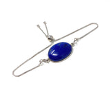 Lapis Lazuli Gemstone Bracelet, Sterling Silver Adjustable Bracelet, AAA Quality Lapis Lazuli Bracelet, Gifts for Her