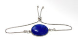 Lapis Lazuli Gemstone Bracelet, Sterling Silver Adjustable Bracelet, AAA Quality Lapis Lazuli Bracelet, Gifts for Her