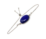 Lapis Lazuli Gemstone Bracelet, Sterling Silver Adjustable Bolo Bracelet, AAA Quality Lapis Lazuli Bracelet, Gifts for Her
