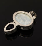 Natural Larimar and Amethyst Gemstone Pendant, Sterling Silver Jewelry, Larimar Pendant, Amethyst Pendant, Bohemian Jewelry