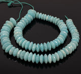 Amazonite Gemstone Beads - German Cut, Amazonite Saucer Beads, Bulk Wholesale Beads, Amazonite Disc Beads, 10-15mm, 8" Strand