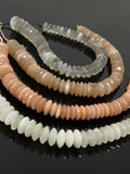 Natural Moonstone Gemstone Beads - German Cut Saucer Beads, Bulk Wholesale Beads, 8- 13mm, 8" Strand