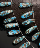 Natural Copper Turquoise Gemstone Beads, Jewelry Supplies for Jewelry Making, Wholesale Beads, Bulk Beads, 8” Strand/ 12 Pcs