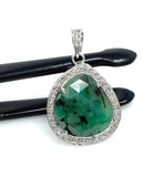 Emerald Diamond Pendant, Sterling Silver May Birthstone Pendant, Spiritual Healing Jewelry, Chakra Balancing Gemstone Pendant, 1.20” x 0.80”