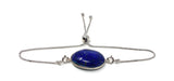 Lapis Lazuli Gemstone Bracelet, Sterling Silver Bolo Bracelet, AAA Quality Lapis Lazuli Bracelet, Gifts for Her