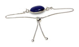 Lapis Lazuli Gemstone Bracelet, Sterling Silver Bolo Bracelet, AAA Quality Lapis Lazuli Bracelet, Gifts for Her