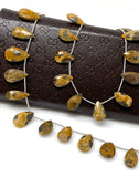 Natural Tiger Eye Gemstone Beads, Tiger Eye Faceted Pear Briolette Beads, Jewelry Supplies, 14mm - 21mm , 8" Strand/ 13- 14 pcs