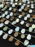 Natural Peruvian Opal Gemstone Beads, Peruvian Opal Faceted Briolette Beads, Jewelry Supplies, Bulk Beads, 13-17mm, 7.5” Strand/ 12-13 Pcs