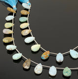 Natural Peruvian Opal Gemstone Beads, Peruvian Opal Faceted Briolette Beads, Jewelry Supplies, Bulk Beads, 13-17mm, 7.5” Strand/ 12-13 Pcs