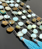 Natural Peruvian Opal Gemstone Beads, Peruvian Opal Faceted Briolette Beads, Jewelry Supplies, Bulk Beads, 13-17mm, 7.5” Strand/ 12-13 Pcs