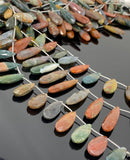 Natural Multi Jasper Gemstone Beads, Multi Jasper Faceted Pear Briolette Beads, Wholesale Beads, 22-32mm, 8” Str/ 13- 14 Pcs