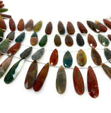 Natural Multi Jasper Gemstone Beads, Multi Jasper Faceted Pear Briolette Beads, Wholesale Beads, 22-32mm, 8” Str/ 13- 14 Pcs