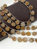 Copper Rutile Gemstone Beads, Copper Rutile Faceted Briolette Beads,Jewelry Supplies Bulk Beads, 10mm - 12.5mm , 8.5”Strand/15Pcs