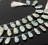Rare Natural K2 Jasper Gemstone Beads, Crystal Cave K2 Stone Faceted Pear Beads, Jewelry Supplies, 8” Strand