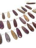 Natural Lepidolite Gemstone Beads, Lepidolite Faceted Pear Beads, Jewelry Supplies, Wholesale Beads, Bulk Beads, 8" Strand/ 13 Pcs