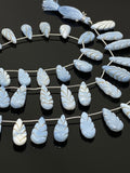 Natural Blue Opal Gemstone Beads, Blue Opal Carved Beads, Wholesale Bulk Beads, Jewelry Supplies, 7.5” Strand