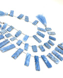 Natural Blue Opal Gemstone Beads, Blue Opal Carved Bar Beads, Wholesale Bulk Beads, Jewelry Supplies, 8” Strand