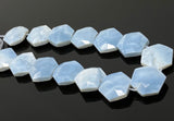 Blue Opal Beads, Gemstone Beads, Peruvian Opal Beads, 15x17mm - 16x18mm, 6.5” Strand