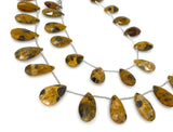 Natural Tiger Eye Gemstone Beads, Tiger Eye Faceted Pear Briolette Beads, Jewelry Supplies, 14mm - 21mm , 8" Strand/ 13- 14 pcs