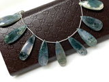 Natural Green Moss Agate Gemstone Beads, Moss Agate Faceted Pear Briolette Beads, Wholesale Beads, 24mm - 37mm, 7.75” Strand/ 13-14Pcs