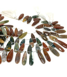 Natural Multi Jasper Gemstone Beads, Multi Jasper Faceted Pear Briolette Beads, Wholesale Beads, 22-32mm, 8” Str/ 13- 14 Pcs