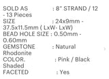 Natural Rhodonite Gemstone Beads, Rhodonite Faceted Pear Briolette Beads, 24mm - 37.5mm , 8” Str/ 12 -13 Pcs