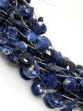 Sodalite Gemstone Beads, Natural Sodalite Faceted Briolette Beads, Jewelry Supplies, 8"Strand/ 12Pcs