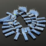 Natural Blue Opal Gemstone Beads, Blue Opal Carved Bar Beads, Wholesale Bulk Beads, Jewelry Supplies, 8” Strand