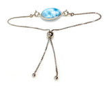 Larimar Gemstone Bracelet, Sterling Silver Adjustable Bolo Bracelet, AAA Quality Dominican Republic Larimar Bracelet, Gifts for Her