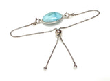 Larimar Gemstone Bracelet, Sterling Silver Adjustable Bolo Bracelet, AAA Quality Dominican Republic Larimar Bracelet, Gifts for Her