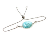 Larimar Gemstone Bracelet, Sterling Silver Adjustable Bolo Bracelet, AAA Quality Dominican Republic Larimar Bracelet, Gifts for Her
