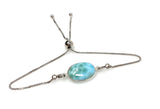 Larimar Gemstone Bracelet, Sterling Silver Adjustable Bolo Bracelet, AAA Quality Dominican Republic Larimar Bracelet, Gifts for Her