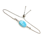 Larimar Gemstone Bracelet, Sterling Silver Adjustable Bolo Bracelet, AAA Quality Dominican Republic Larimar Bracelet, Gifts for Her