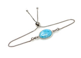 Larimar Gemstone Bracelet, Sterling Silver Adjustable Bolo Bracelet, AAA Quality Dominican Republic Larimar Bracelet, Gifts for Her