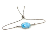 Larimar Gemstone Bracelet, Sterling Silver Adjustable Bolo Bracelet, AAA Quality Dominican Republic Larimar Bracelet, Gifts for Her