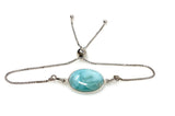 Larimar Gemstone Bracelet, Sterling Silver Adjustable Bolo Bracelet, AAA Quality Dominican Republic Larimar Bracelet, Gifts for Her