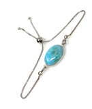 Larimar Gemstone Bracelet, Sterling Silver Adjustable Bracelet, AAA Quality Dominican Republic Larimar Bracelet, Gifts for Her