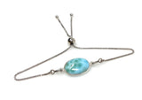Larimar Gemstone Bracelet, Sterling Silver Adjustable Bolo Bracelet, AAA Quality Dominican Republic Larimar Bracelet, Gifts for Her