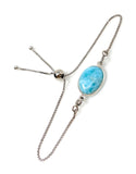 Larimar Gemstone Bracelet, Sterling Silver Adjustable Bolo Bracelet, AAA Quality Dominican Republic Larimar Bracelet, Gifts for Her