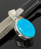 Natural Sleeping Beauty Turquoise Pendant, Sterling Silver Turquoise Gemstone Pendant, Bohemian Jewelry, 1.45” X 0.70”