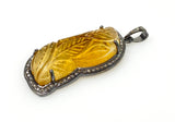 Carved Citrine Diamond Gemstone Pendant, November Birthstone Jewelry, Spiritual Healing Crystal Jewelry, Solar Plexus Chakra Balancing Gifts