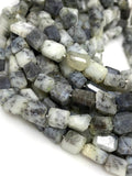 Dendrite Opal Gemstone Beads, Dendritic Opal Faceted Nugget Beads, 10” Strand